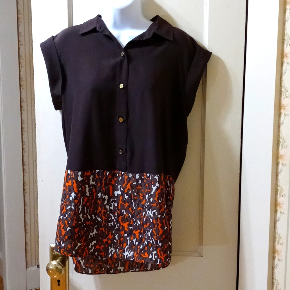 MICHAEL Michael Kors Short Sleeve Button Down Blouse NWT